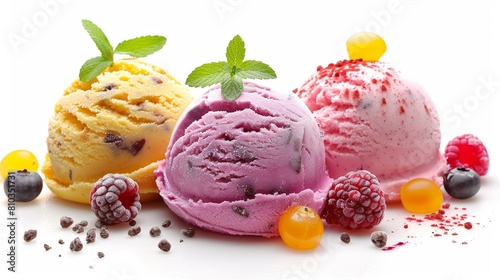 a photo of Gelato  colorful and appetizing sweet treats  isolated on white background  high detailed  clean sharp focus  hyper realistic  unique hyperrealistic illustrations