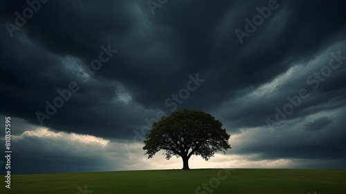 Alsolitary tree standing tall against a dramatic sky 