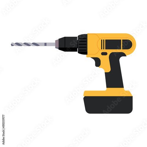 Professional Cordless Drill for Home Renovation Projects, Vector Flat Illustration Design