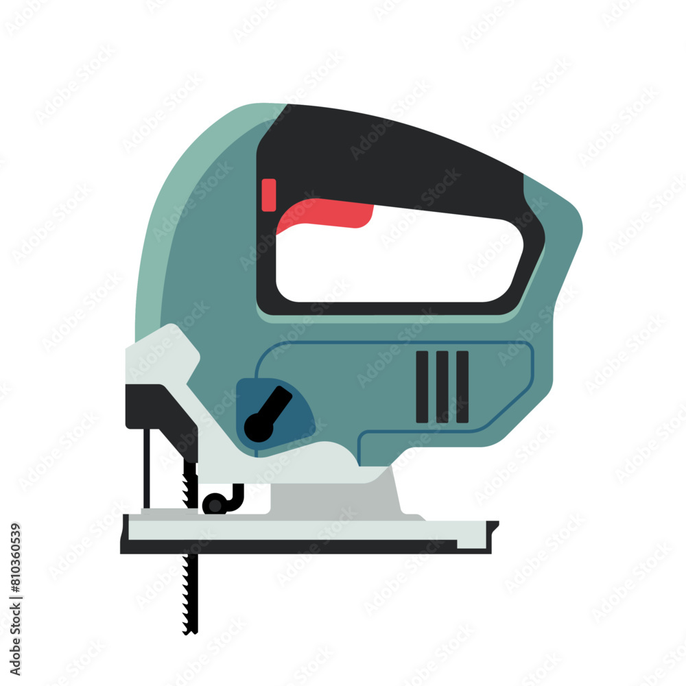 Electric Jigsaw Tool for Construction and Home Improvement, Vector Flat Illustration Design Electric Jigsaw Tool for Construction and Home Improvement, Vector Flat Illustration Design