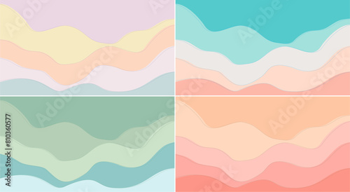 Collection of seamless pastel colorful abstract patterns with diagonal wavy lines. background vector. Banners.