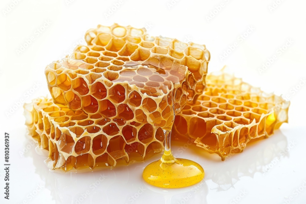 Honeycombs lie on a white table. Isolate Honeycombs lie on a white table. Isolate
