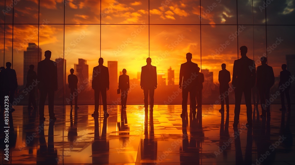 Corporate Sunset: Business Man and Woman Professionals Overlooking City Skyline, Powerful Business Teams, Business Collaboration Corporate Sunset: Business Man and Woman Professionals Overlooking City Skyline, Powerful Business Teams, Business Collaboration