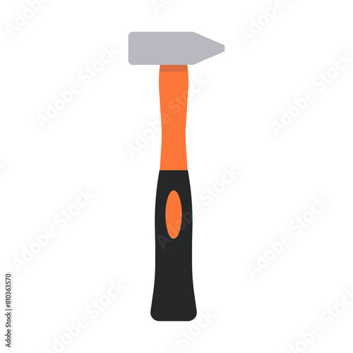 Straight Pein Hammer, Essential Tool for Metalworking and Blacksmithing, Vector Flat Illustration Design