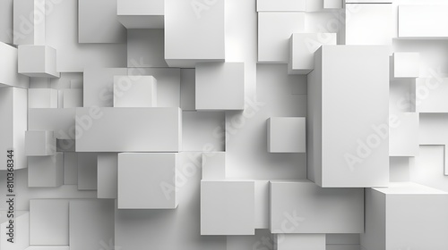 White random shifted isometric geometrical cube or boxes maze background  3D illustration