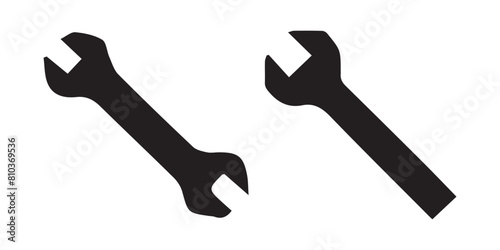 wrench and spanner black icon on white background