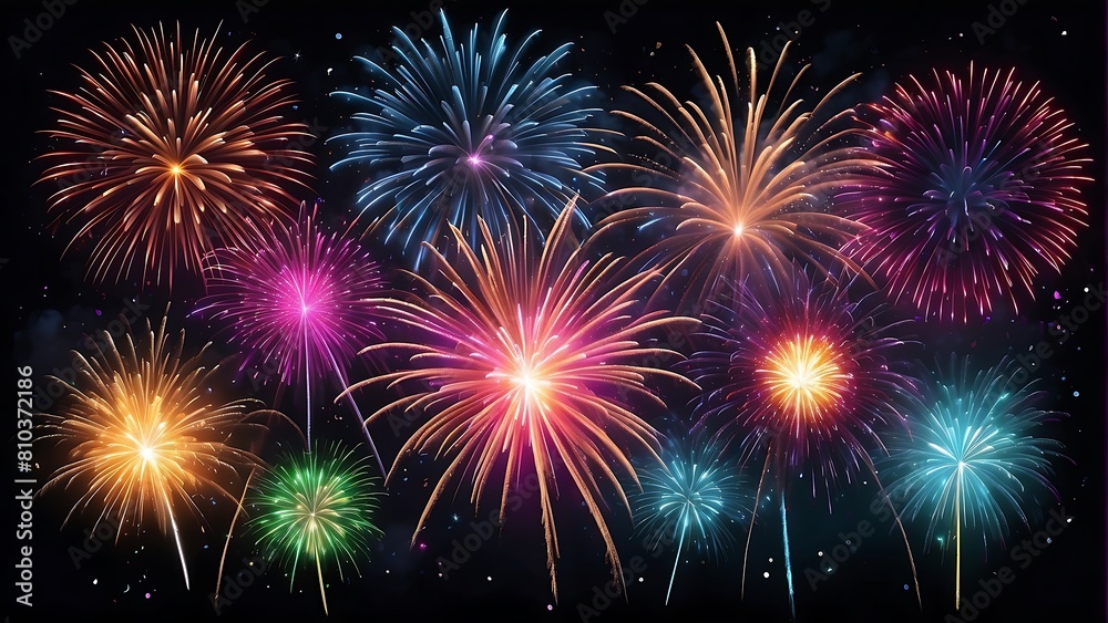 Fototapeta premium Happy New Year Festive Fireworks Display 