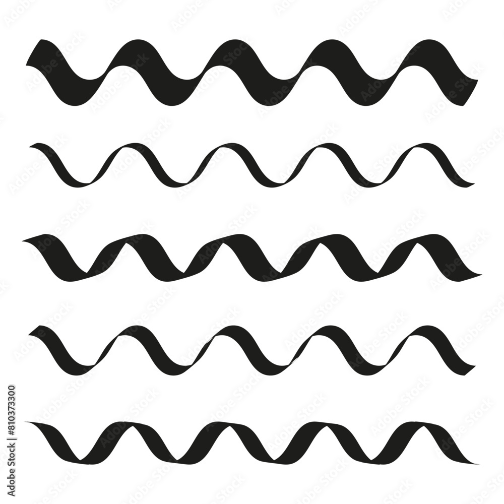 Set of black wavy lines. Vector seamless wave patterns. Abstract wave design elements. Set of black wavy lines. Vector seamless wave patterns. Abstract wave design elements.