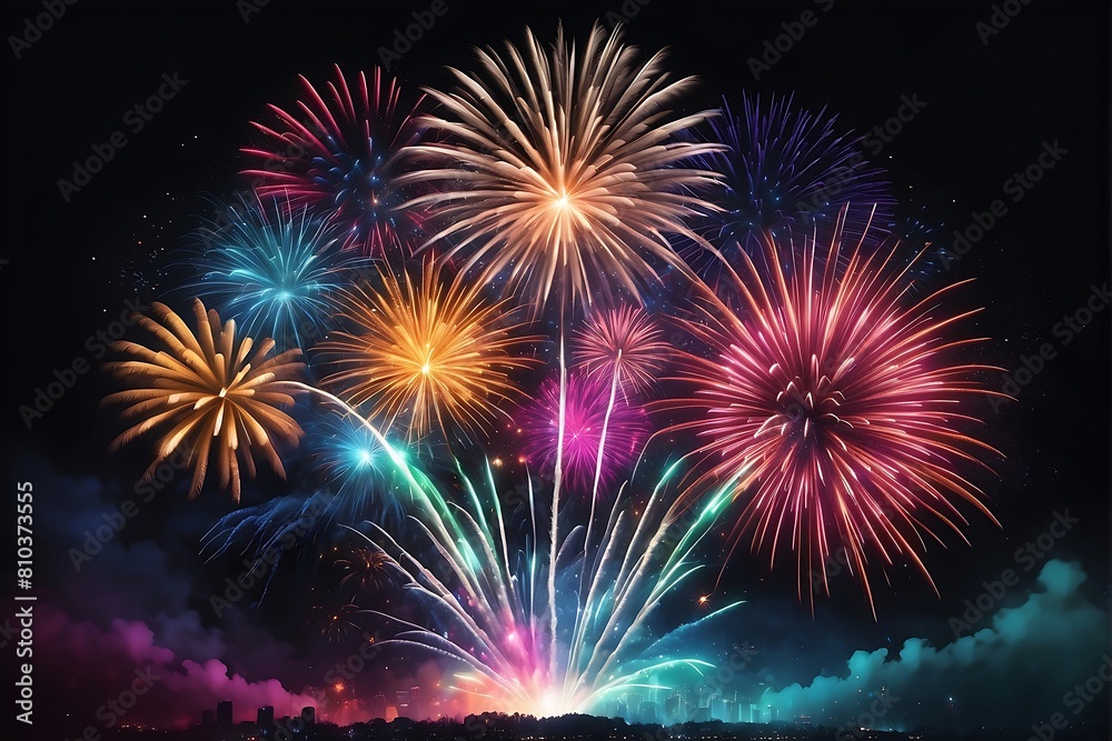 Happy New Year Festive Fireworks Display Happy New Year Festive Fireworks Display