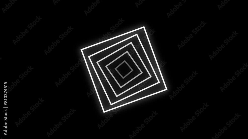 Square line animation tunnel on black background Square line animation tunnel on black background