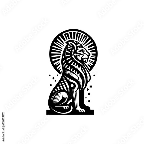Egypt pyramids sphinx Giza pharaoh tomb vector icon logo sticker tattoo.