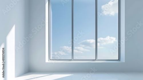 Modern and minimal house window for interior decoration isolated on background  open office glass window frame.