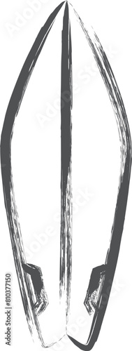 スポーツ関連の筆書き単品イラスト　サーフボード