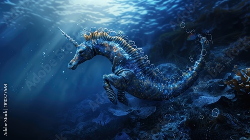 Fantasy photo of seahorses in the sea.AI generated image.