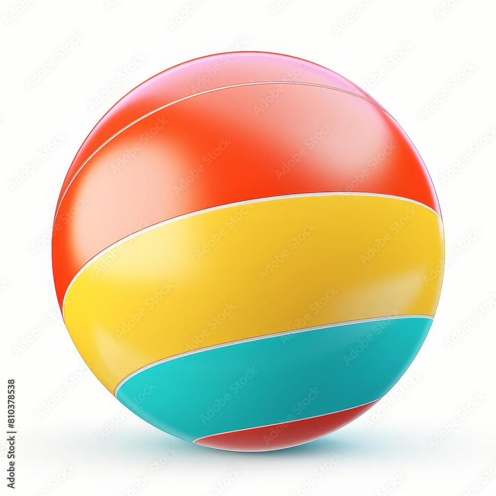 A vibrant beach ball isolated against a pure white background, Ai Generated A vibrant beach ball isolated against a pure white background, Ai Generated
