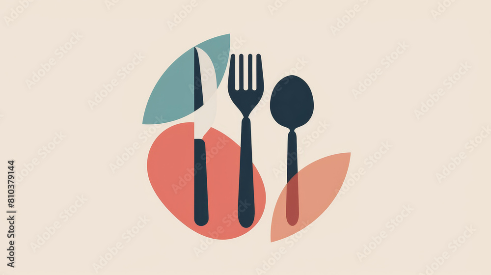 A circular logo containing a fork, knife, and spoon symbolizing completeness, Ai Generated A circular logo containing a fork, knife, and spoon symbolizing completeness, Ai Generated