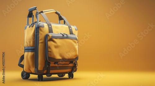 Travel bag mockup with wheels, telescopic handle, and ample storage, Ai Generated photo