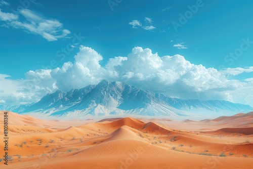 Desert images  desert wallpaper  There is a desert where only sand is visible all around and the sky is blue and light cloudy  the view is very beautiful. desert background