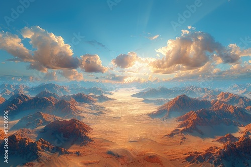 Desert images, desert wallpaper, There is a desert where only sand is visible all around and the sky is blue and light cloudy, the view is very beautiful. desert background