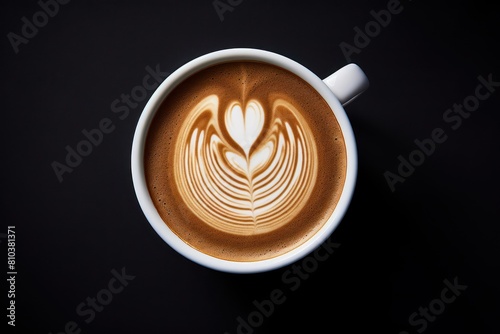 Latte coffee art on black background