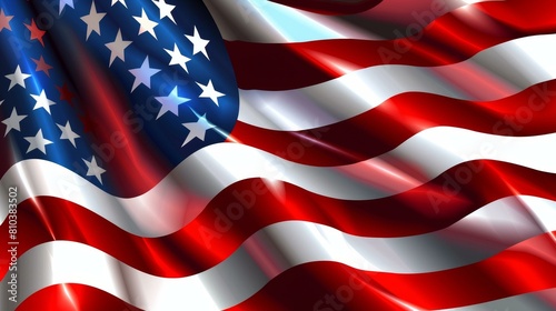 American flag background with gentle waves, showcasing patriotism, Ai Generated photo