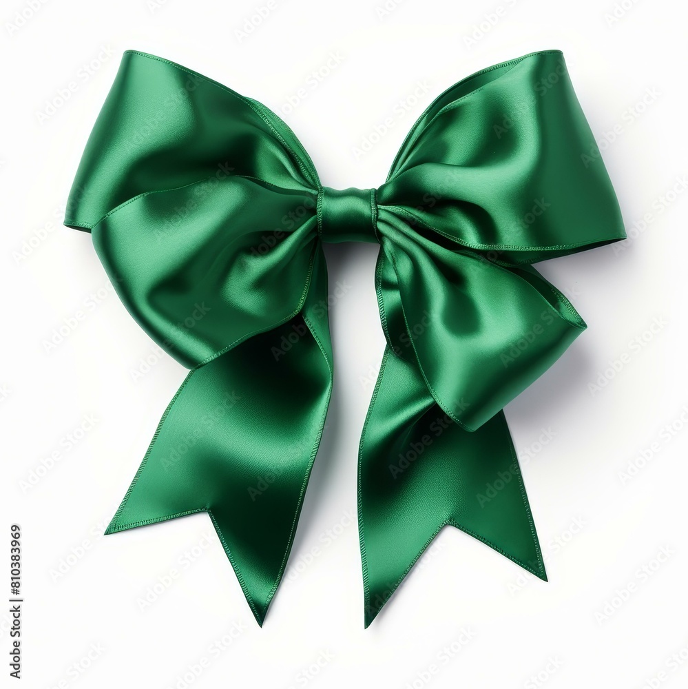 Vivid crimson bow and ribbon on a stark white background, Ai Generated Vivid crimson bow and ribbon on a stark white background, Ai Generated