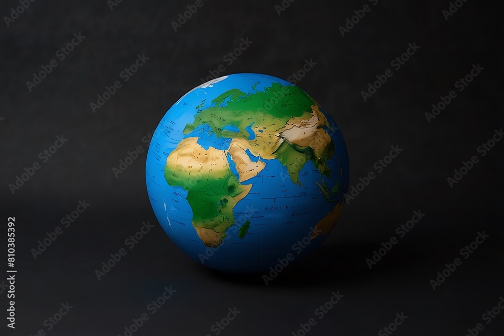 Earth map in the night Round World Shape Blue and Black Background 