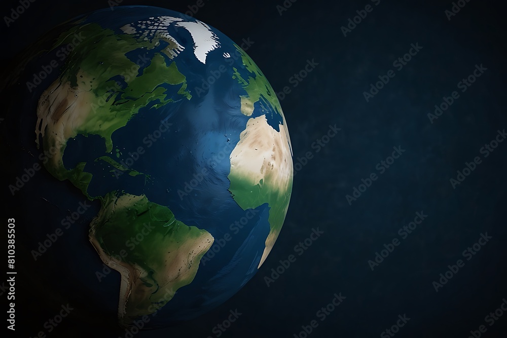 Fototapeta premium Earth map in the night Round World Shape Blue and Black Background 
