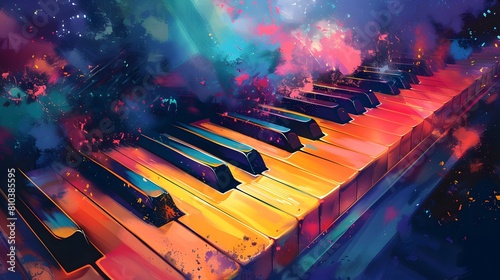 Music background illustration with piano keys