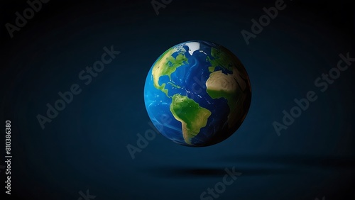 Earth map in the night Round World Shape Blue and Black Background 