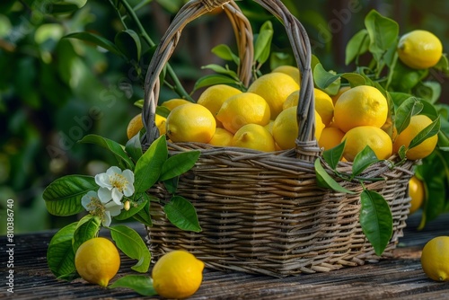 Freshly harvested lemons from a ripe lemon tree.