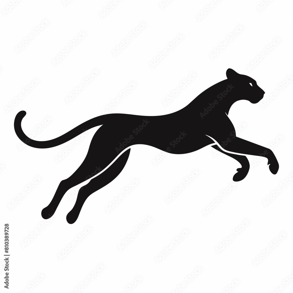 minimal Cheetah vector silhouette, solid black color silhouette (5)