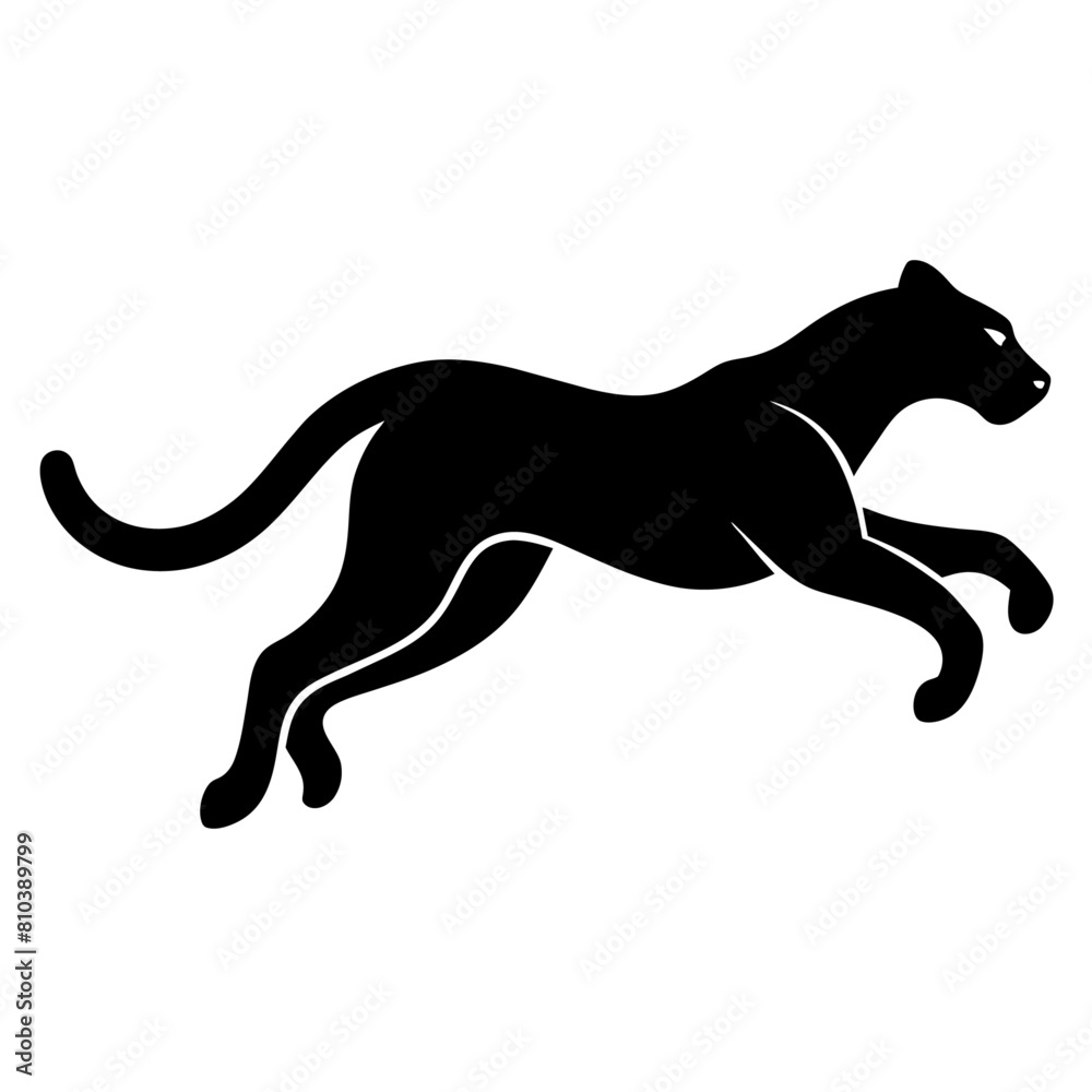 minimal Cheetah vector silhouette, solid black color silhouette (11)