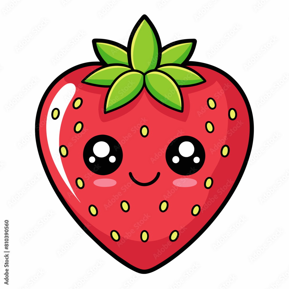 Obraz premium Strawberry fruit doodle flat character vector art illustration (30)