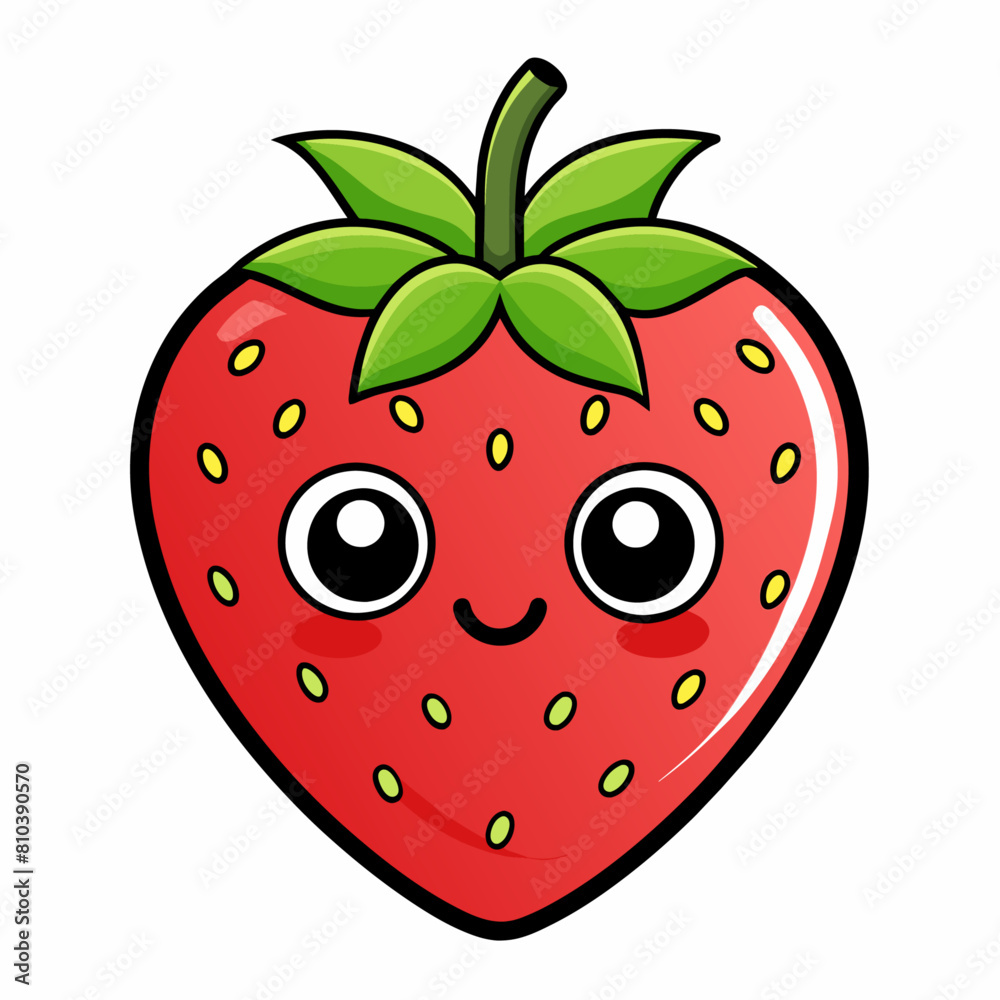 Obraz premium Strawberry fruit doodle flat character vector art illustration (32)