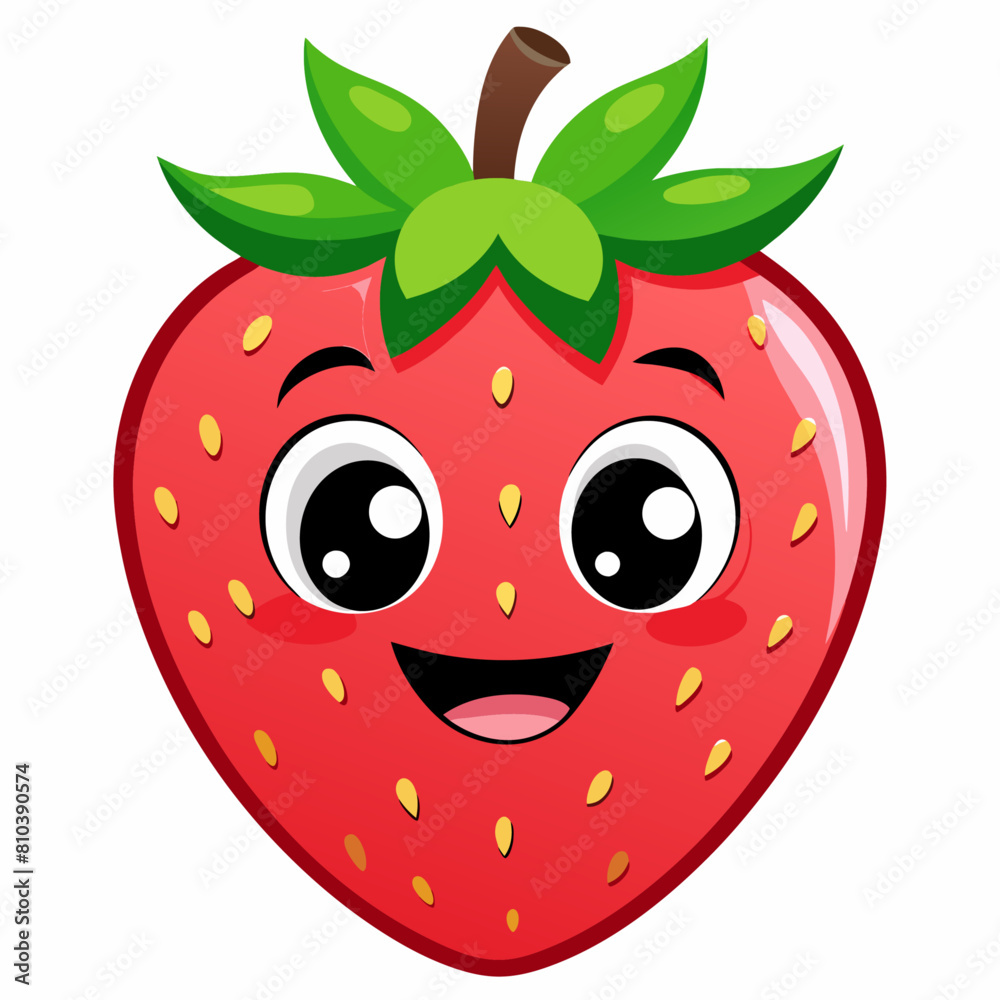 Obraz premium Strawberry fruit doodle flat character vector art illustration (27)