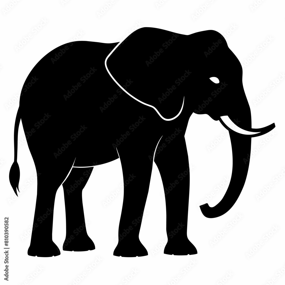 Fototapeta premium vector silhouette of an African elephant pose on a white background (5)