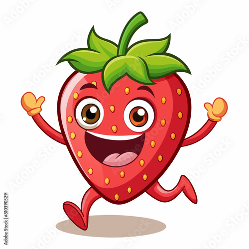 Strawberry fruit doodle flat character vector art illustration (22)