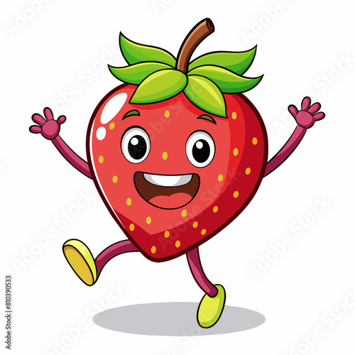 Strawberry fruit doodle flat character vector art illustration (21)