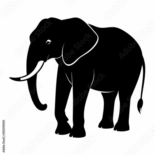 vector silhouette of an African elephant pose on a white background  6 