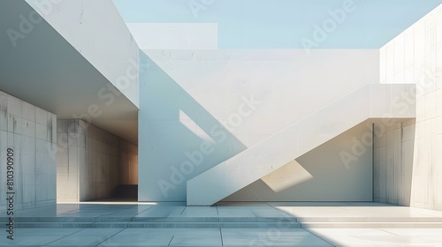 Square white walls  geometric shapes
