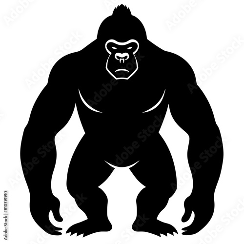 Ape vector silhouette, black color silhouette, white backgrounds (6)