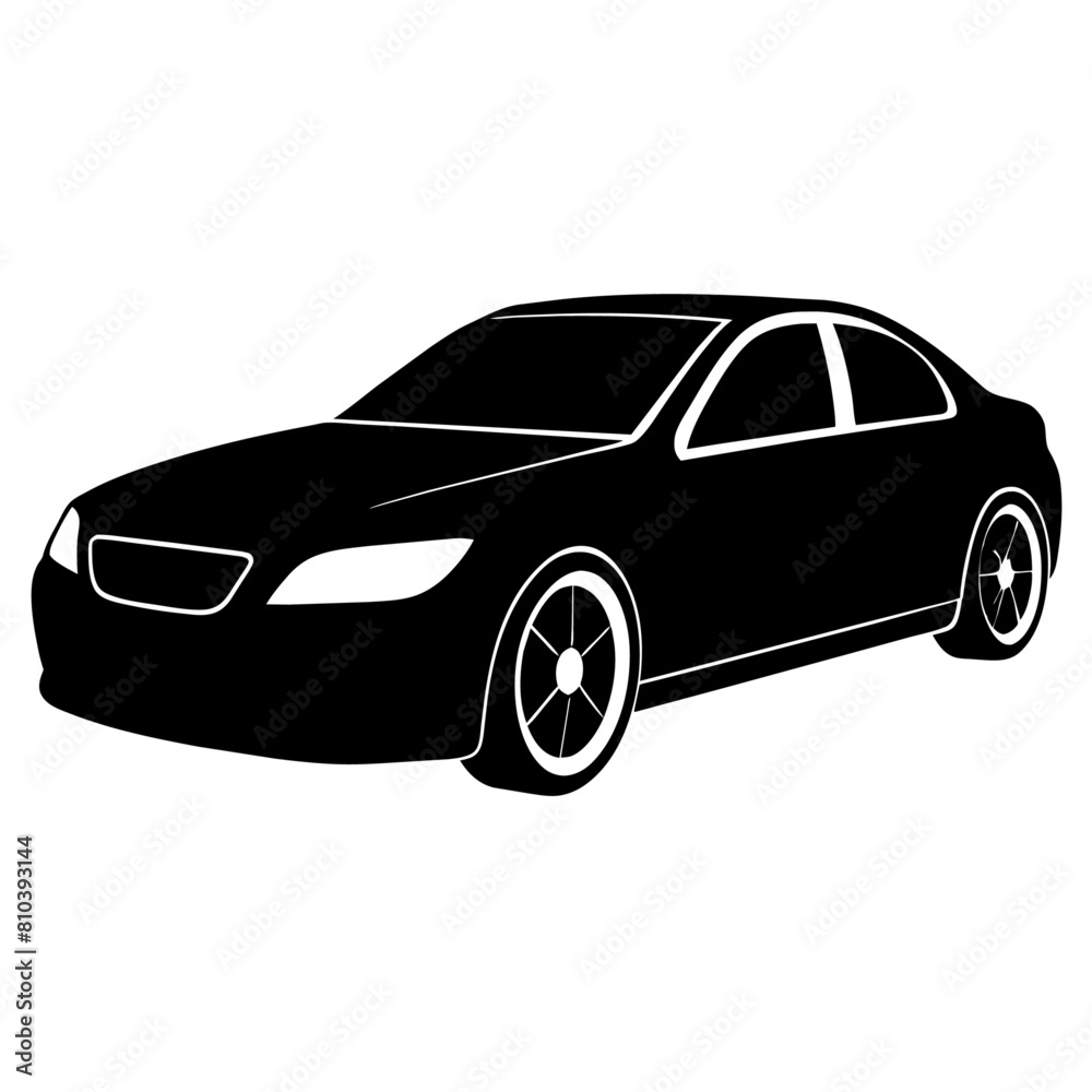 Naklejka premium car silhouette illustration, silhouette vector isolated on a white background (17)