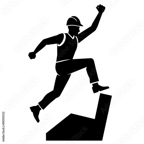 construction worker jumping on the high  jumping on fly   black color silhouette  6 
