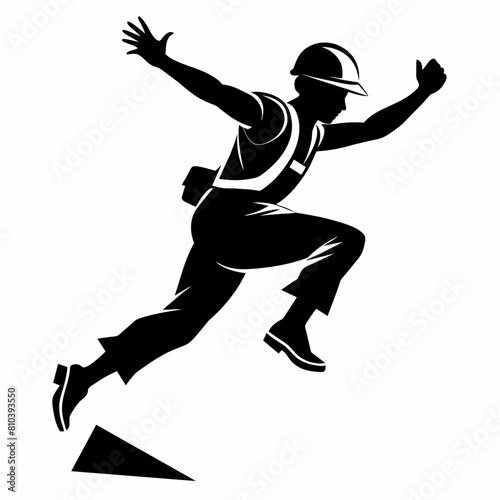 construction worker jumping on the high, jumping on fly , black color silhouette (11)