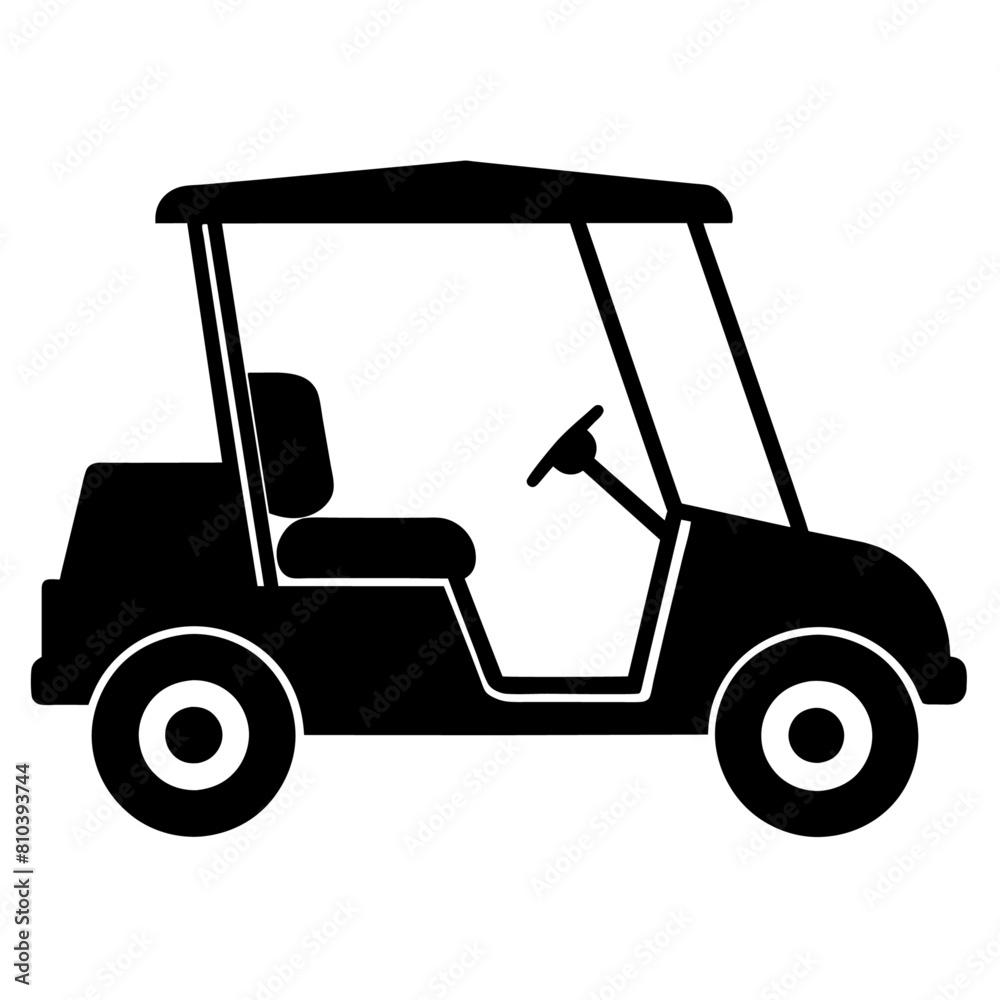 Golf cart vector silhouette, black color silhouette, white background (6)