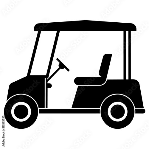 Golf cart vector silhouette, black color silhouette, white background (9)