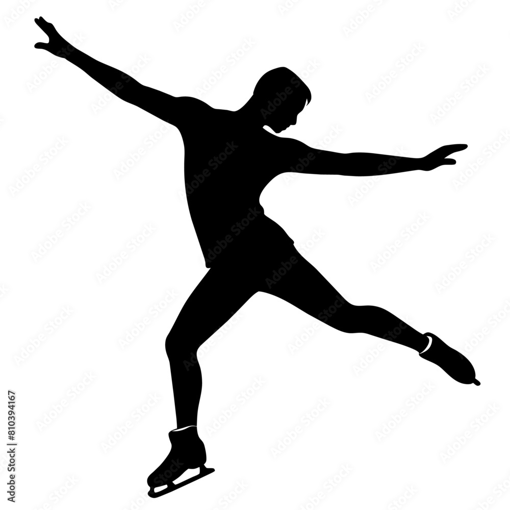 Man figure skating silhouette vector isolated on a white background (11)
