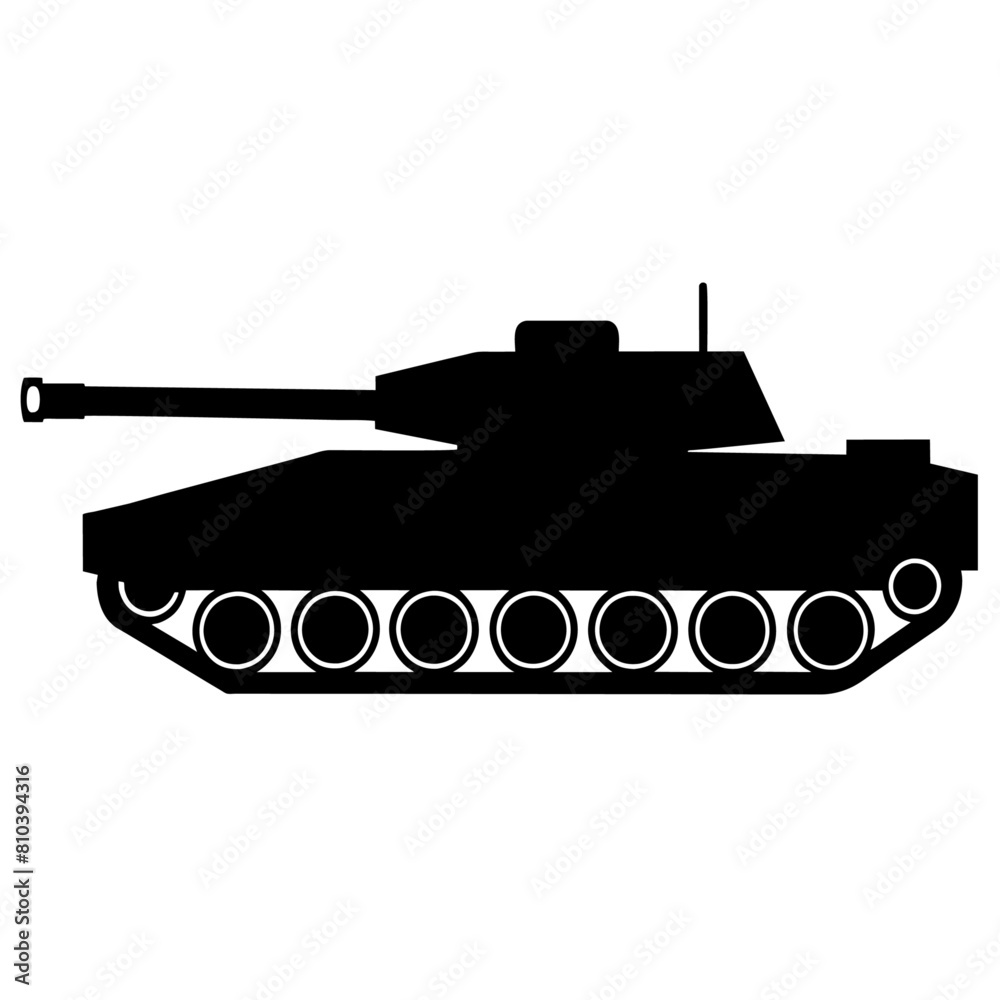 Fototapeta premium Military tank vector illustration vector silhouette, solid black color silhouette (13)