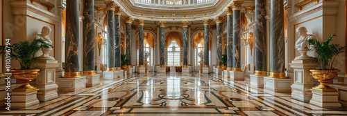 Empire-style reception hall with marble columns